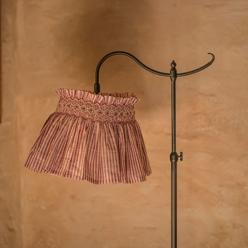 Edit58 x Smock London Elsie Lampshade Skirt Mulberry Stripe with Plum Pie Hand Smocking