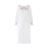 Samantha Varvel x Smock London Women's Nightingale Dress Moonstone White with Candy Cane Trim and Holly Hand Smocking