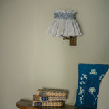 Edit58 x Smock London Elsie Lampshade Skirt Delphinium Cross Stitch with Neptune Hand Smocking