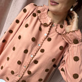 De Beauvoir Blouse Teddy Bear Spot With Hazelnut Embroidery