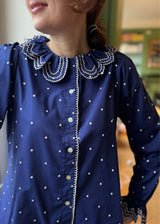 Bronte Blouse Night Sky Cotton with Twilight Embroidery