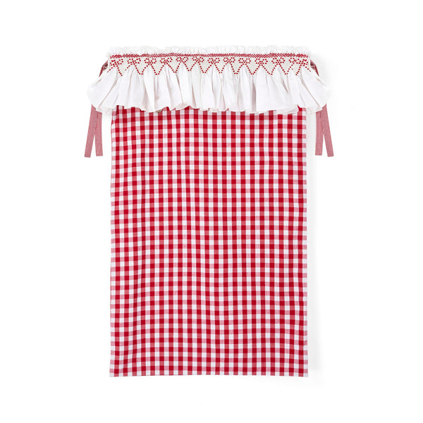 Edit58 x Smock London Red Gingham Sack with Crimson Ribbon Hand Smocking