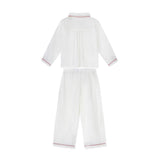 Samantha Varvel x Smock London Lilly Parr Pyjamas Moonstone White with Candy Cane Trim and Hand Smocking