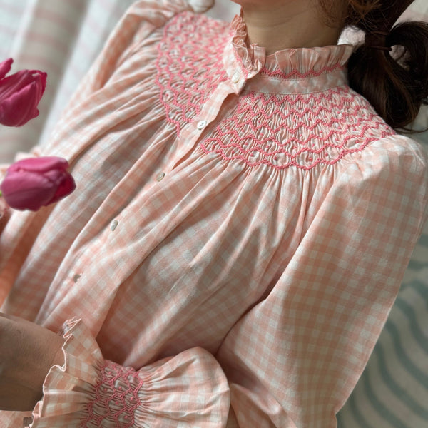 Scholl Blouse Bellini Gingham with Calypso Hand Smocking Edition 40