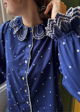 Bronte Blouse Night Sky Cotton with Twilight Embroidery