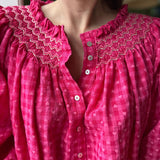 Cleopatra Blouse Loveheart Gingham with Peppermint Swirl Hand Smocking Edition 15