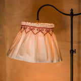 Edit58 x Smock London Elsie Lampshade Skirt Cross Hatch Cotton with Crimson Ribbon Hand Smocking