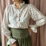 Shelley Blouse Wild Rose Cotton With Moss Hand Smocking Edition 6