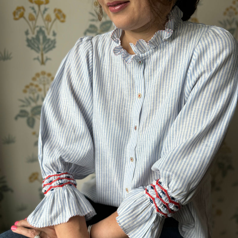 Shelley Blouse Sunday Stripe With School-Is-Cool Hand Smocking Edition 7