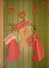 Edit58 x Smock London Red Gingham Smocking with Snowflake Hand Smocking