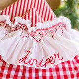 Edit58 x Smock London Red Gingham Sack with Crimson Ribbon Hand Smocking