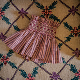 Edit58 x Smock London Elsie Lampshade Skirt Mulberry Stripe with Plum Pie Hand Smocking