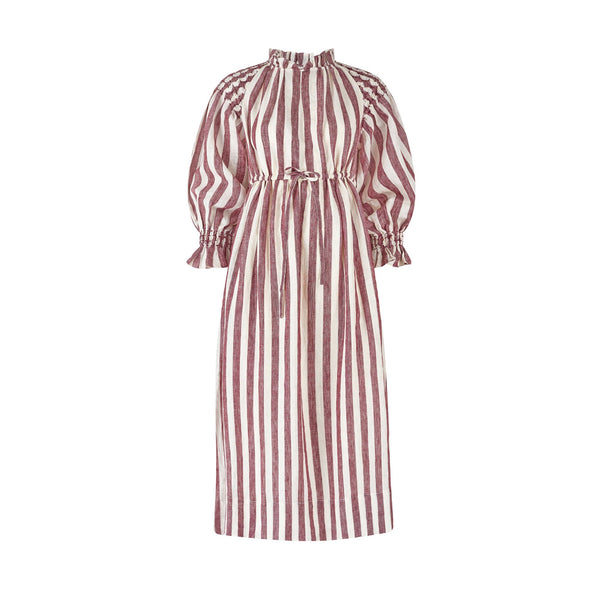 Aloha Wanderwell Dress Mulberry Stripes with Mulberry Tree Hand Smocking