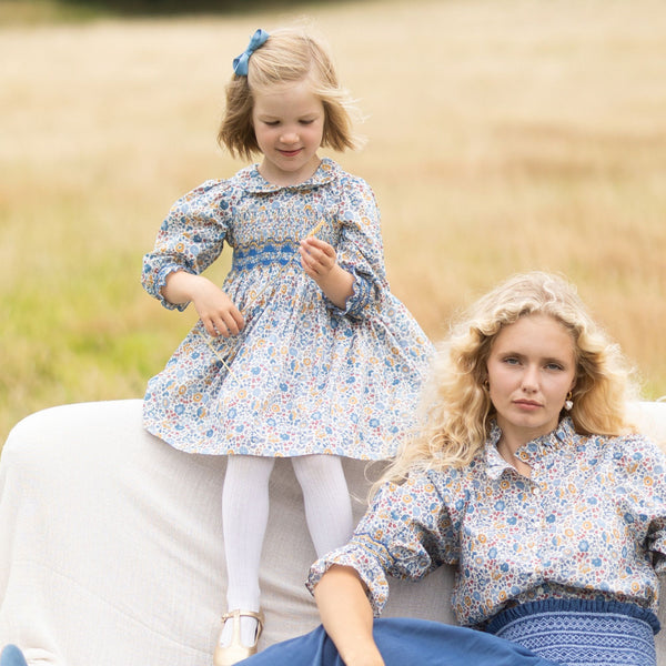 Antoinette Dress with Golden Dusk Hand Smocking Made With Liberty D’anjo