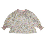 4-6y Bader Ginsberg Blouse with Garnet Hand Smocking made with Liberty Field Flowers