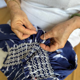 Colette Women's Dress Shibori Cotton with Blankety Blank Hand Smocking