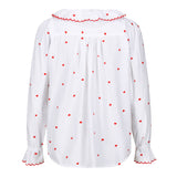 XS De Beauvoir Blouse Love Is In The Air Plumetti with Big Love Embroidery