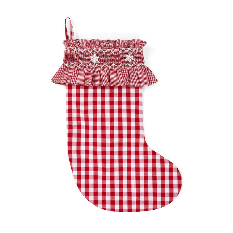 Edit58 x Smock London Red Gingham Smocking with Snowflake Hand Smocking