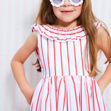 Isabella 1st Dress Aquafresh Stripe with Cherry Bowl Hand Smocking