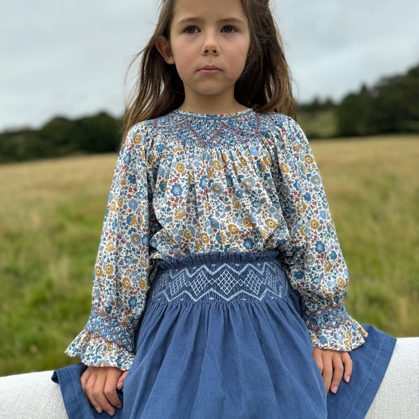 Joan of Arc Blouse with Russet Nights Hand Smocking made with Liberty D’anjo