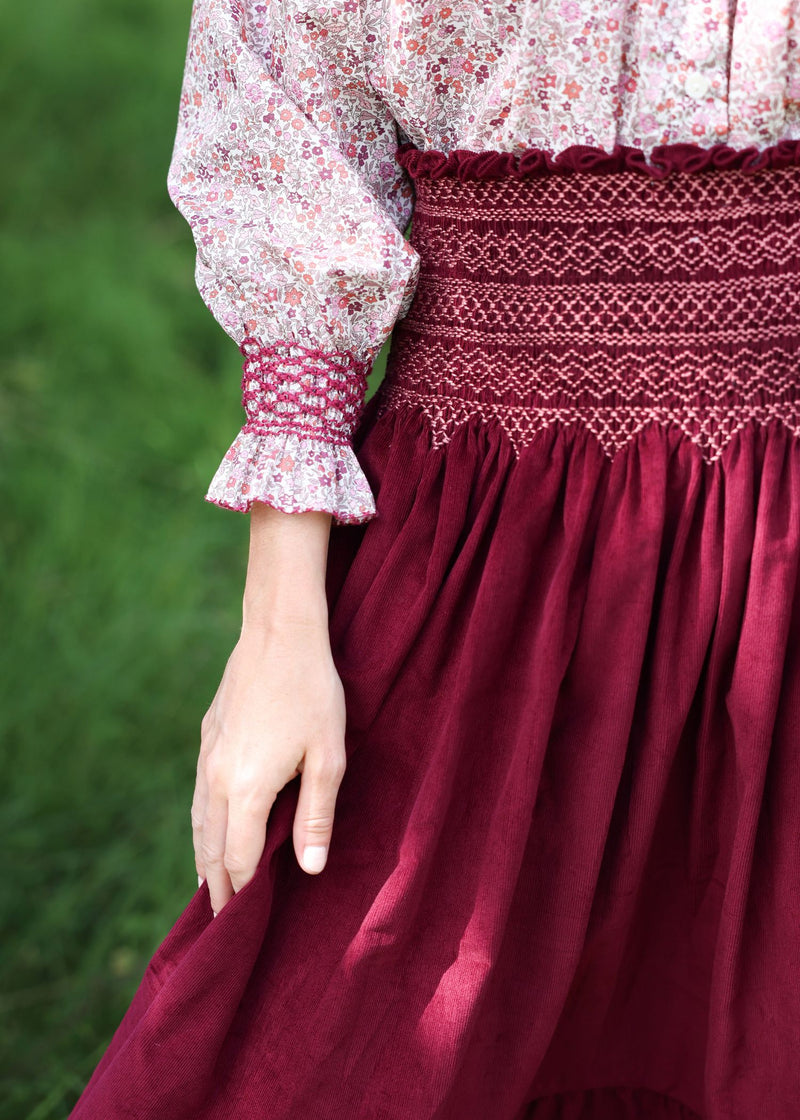 Marie Stopes Women's Skirt Mulberry Needlecord with Kir Royal Hand