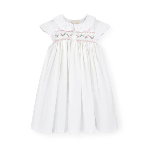 Memo Press x Smock London Girls Nightingale Dress with Climbing Rose Hand Smocking