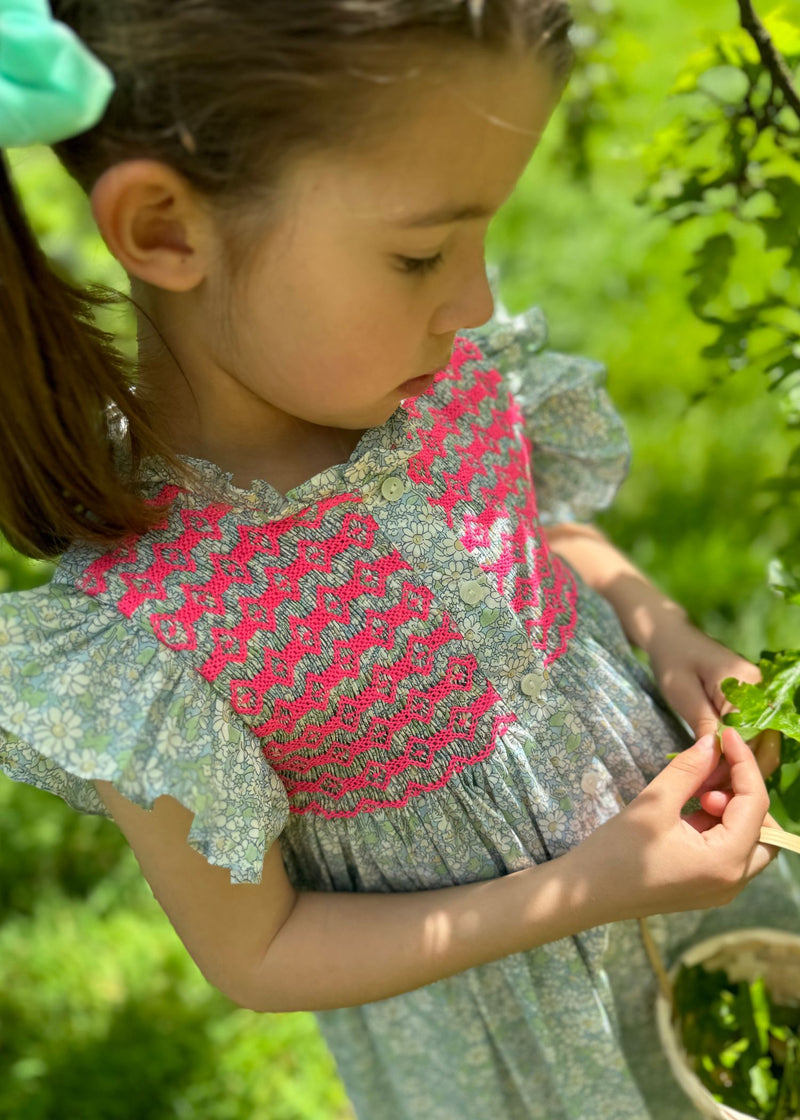 Mirabai Dress with Barbilicious Hand Smocking made with Liberty Alice W