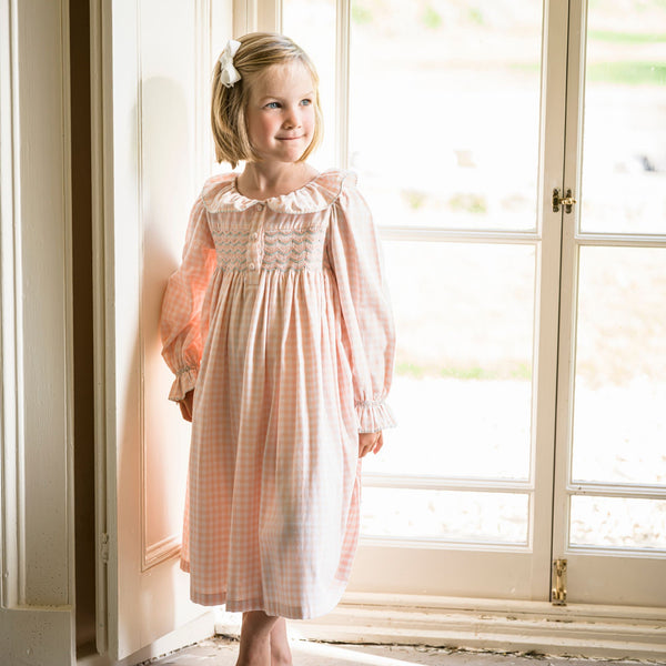 Nightingale Dress Cutie Patootie Gingham with Angel Whispers Hand Smocking