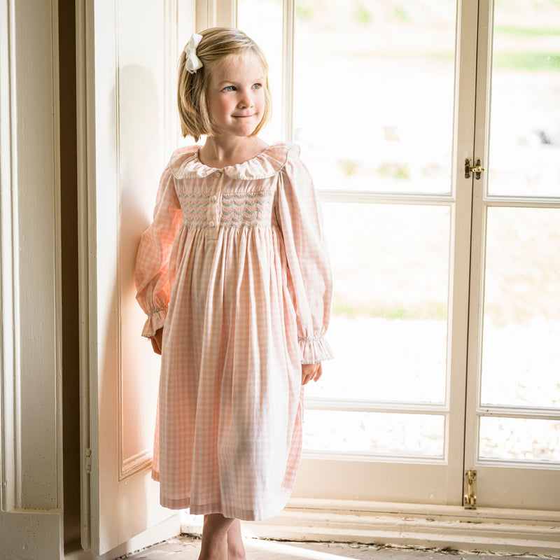 Nightingale Dress Cutie Patootie Gingham with Angel Whispers Hand Smocking