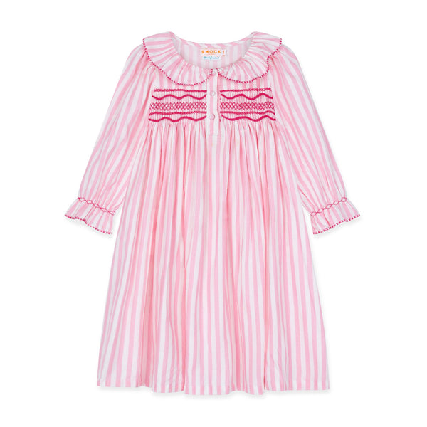 Nightingale Dress Sugar n Spice Stripe with Cherry Drop Hand Smocking