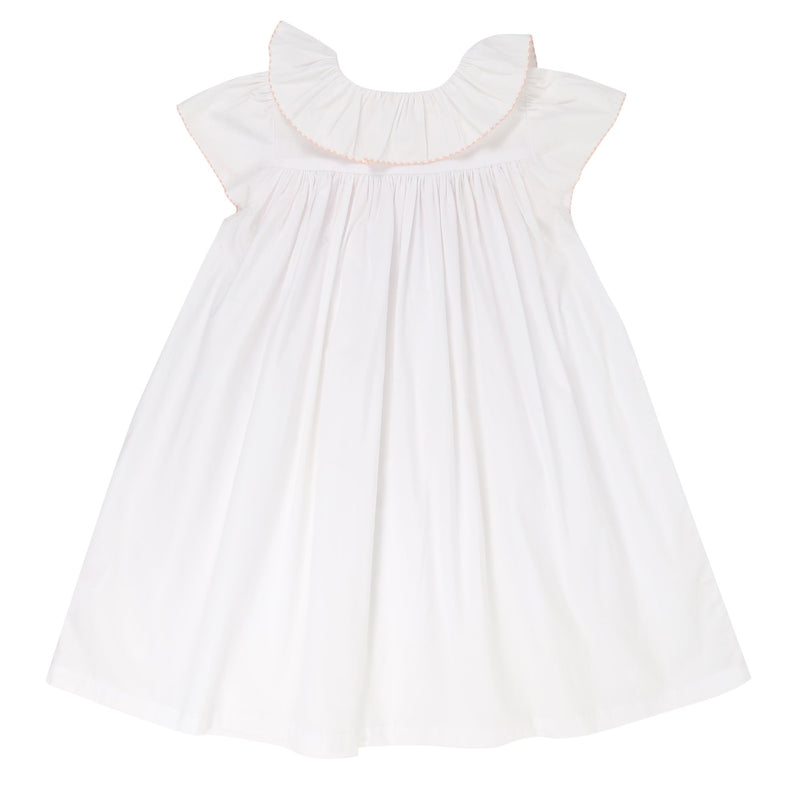 Nightingale Girl's Dress Moonstone White with Bellini Stacked Curves Hand Smocking