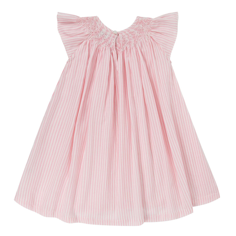 Queen Elizabeth Girl's Dress Seashell Stripe Cotton with Sugar and Spice Hand Smocking