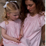 Queen Elizabeth Girl's Dress Seashell Stripe Cotton with Sugar and Spice Hand Smocking