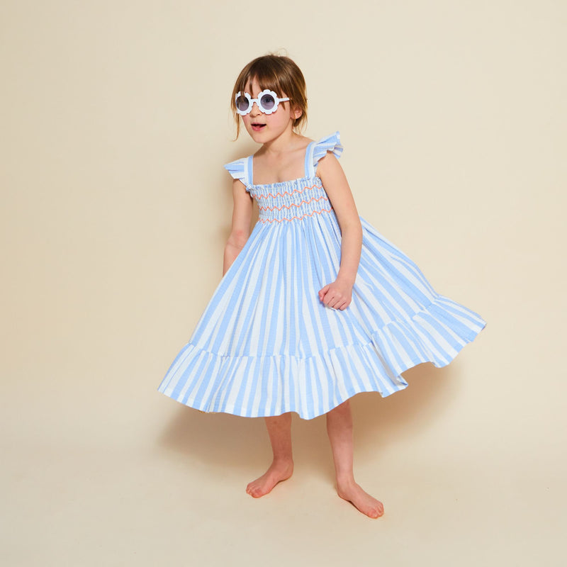 Rachel Carson Dress On The Horizon Stripe with You've Been Tangoed Hand Smocking