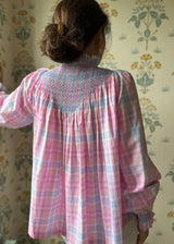 Rosa Parks Women's Blouse Bubblegum Check with Forget-me-not Hand Smocking Edition 4