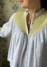 Rosa Parks Women's Blouse Daisy Stripe With Lemon Hand Smocking Edition 5