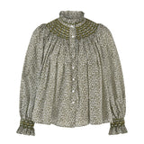 Scholl Blouse with Pine Needle Hand Smocking made with Liberty Feather Meadow Moss Edition 29