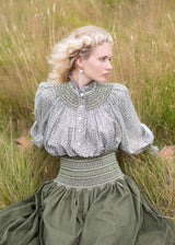 Scholl Blouse with Pine Needle Hand Smocking made with Liberty Feather Meadow Moss Edition 29