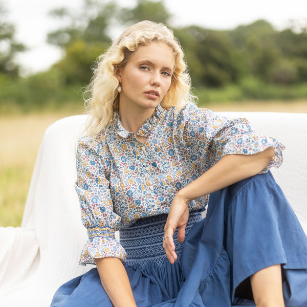 Shelley Blouse with Golden Dusk Hand Smocking made with Liberty D’anjo Edition 4