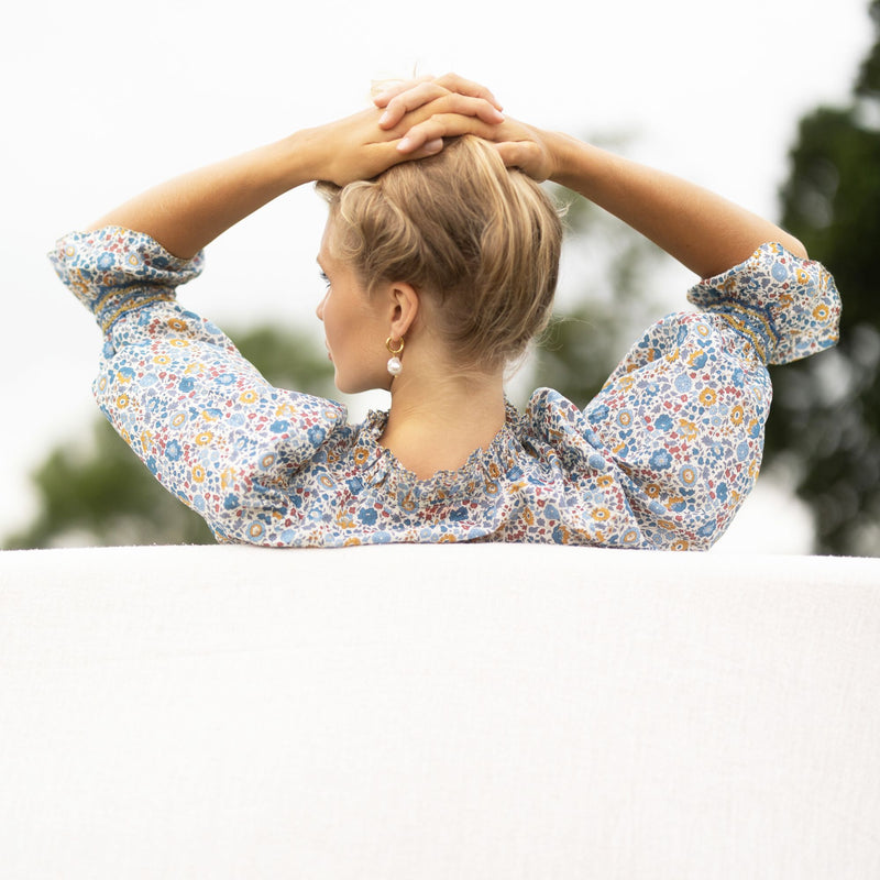 Shelley Blouse with Golden Dusk Hand Smocking made with Liberty D’anjo Edition 4