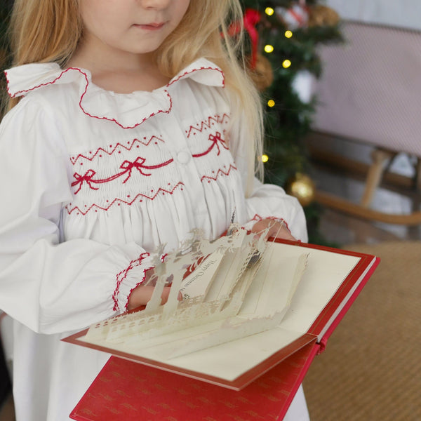 Nightingale Girls Dress Moonstone with Scarlet Bows Hand Smocking ...